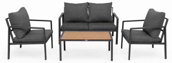 Furnigo Set de grădină metalic Valencia - antracit/perne gri