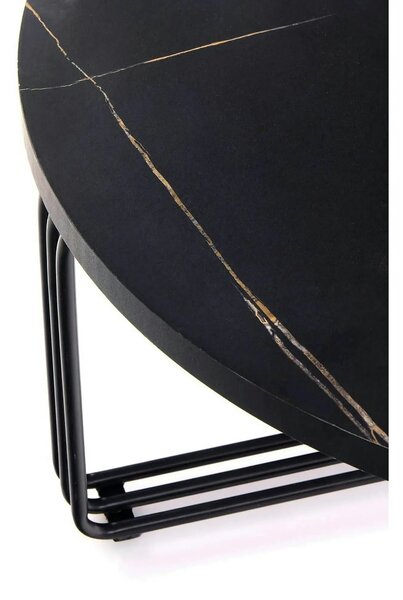 Masuta cafea ANTICA, negru cu efect de marmura/negru, 80x80x36 cm
