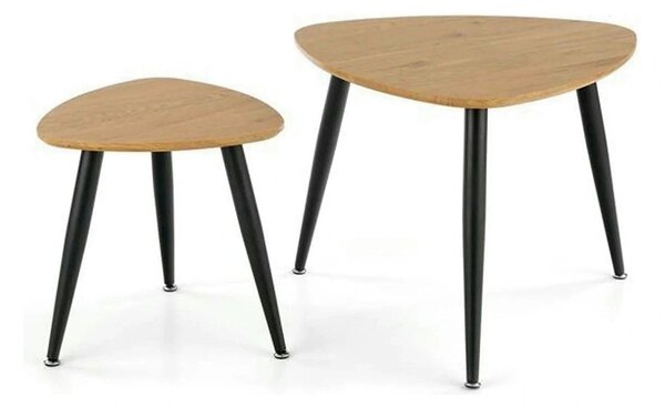 Set 2 masute cafea NICEA, stejar auriu/negru