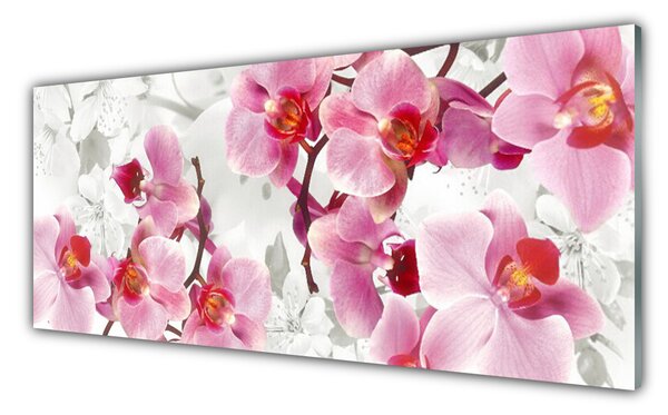 Tablou pe sticla Flori roz Floral