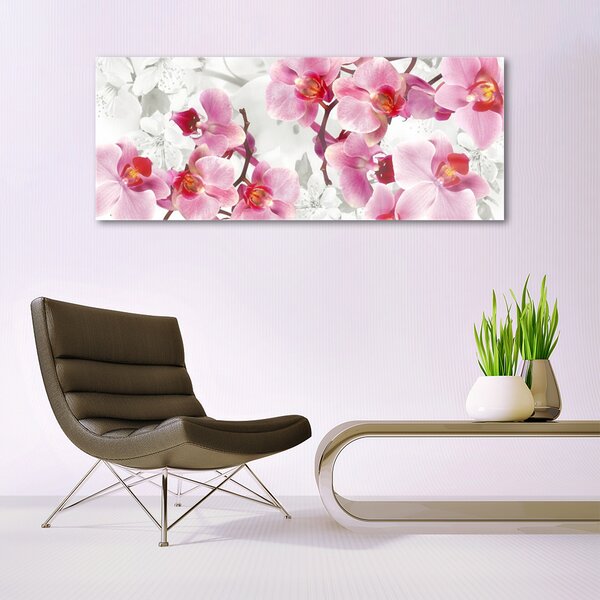 Tablou pe sticla Flori roz Floral