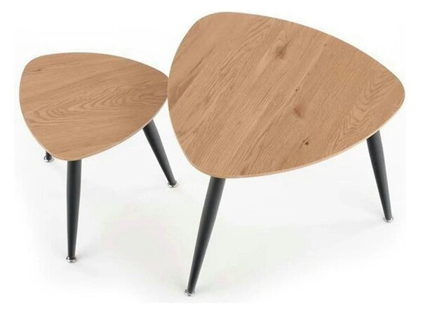 Set 2 masute cafea NICEA, stejar auriu/negru