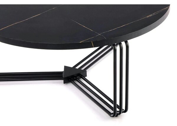 Masuta cafea ANTICA, negru cu efect de marmura/negru, 80x80x36 cm