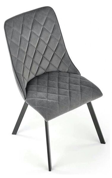 Scaun K450, gri/negru, stofa catifelata/metal, 44x58x85 cm