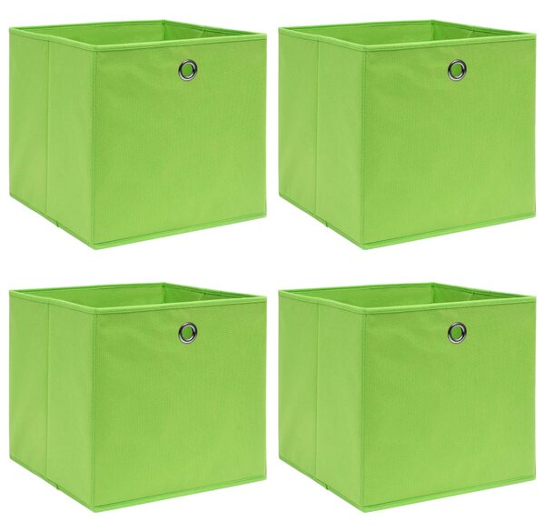 Cutii de depozitare, 4 buc., verde, 32x32x32 cm, textil