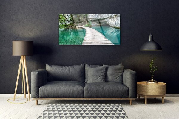Tablouri acrilice Podul Lacul Alb Albastru Arhitectura