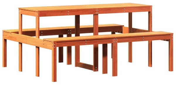 Masă de picnic, maro ceruit, 160x134x75 cm, lemn masiv de pin