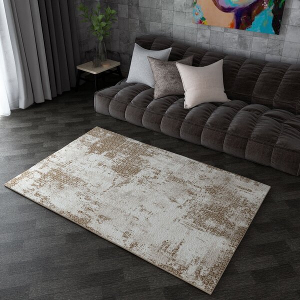 Covor Cappuccino 16115-12, Marime 60 x 110 cm, Bej, Maro, Inaltime Fir 7 mm, Antialergic, Polipropilena, Living, Dormitor, Sufragerie, Birou 60 x 110