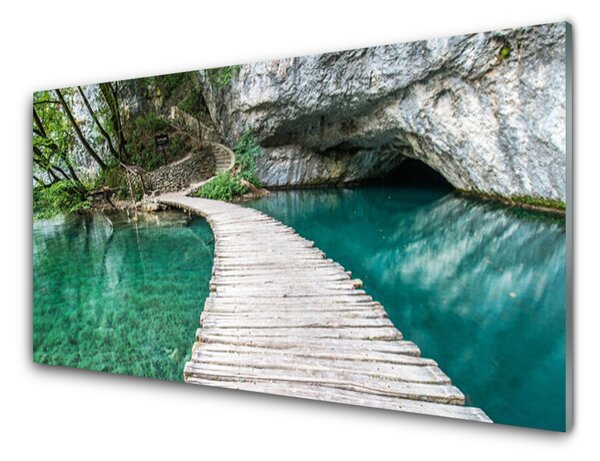 Tablouri acrilice Podul Lacul Alb Albastru Arhitectura