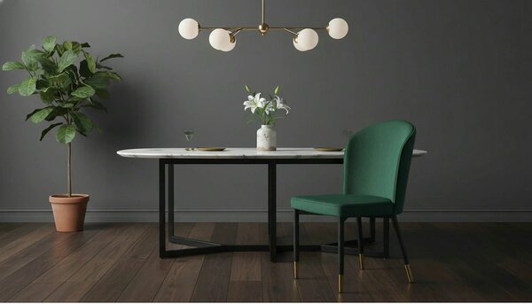 Scaun K446, verde/negru, stofa catifelata/metal, 51x55x86 cm