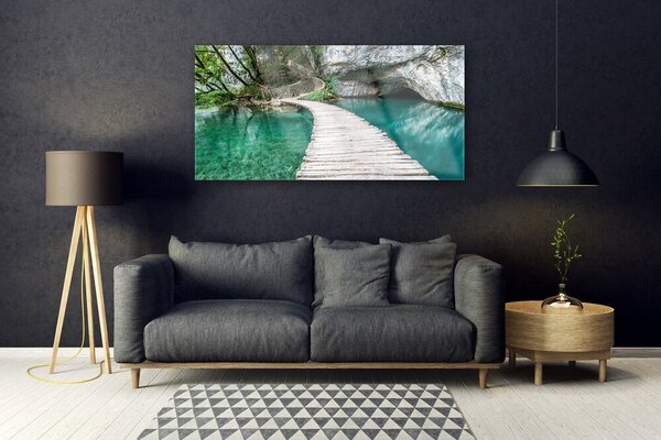 Tablouri acrilice Podul Lacul Alb Albastru Arhitectura