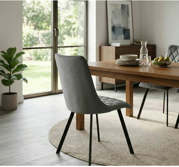 Scaun K450, gri/negru, stofa catifelata/metal, 44x58x85 cm