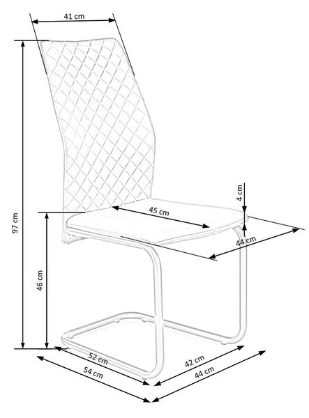 Scaun K444, gri/negru, stofa catifelata/metal, 44x54x97 cm