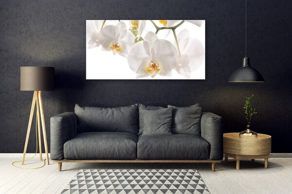 Tablou pe sticla Flori Floral alb