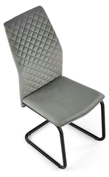 Scaun K444, gri/negru, stofa catifelata/metal, 44x54x97 cm