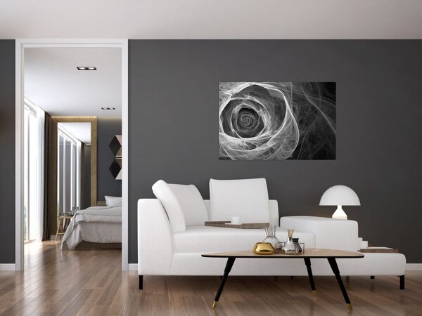 Tablou - Abstract trandafir negru și alb (90x60 cm)
