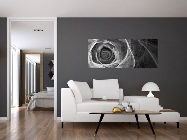 Tablou - Abstract trandafir negru și alb (120x50 cm)