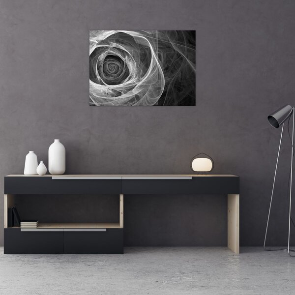 Tablou - Abstract trandafir negru și alb (70x50 cm)