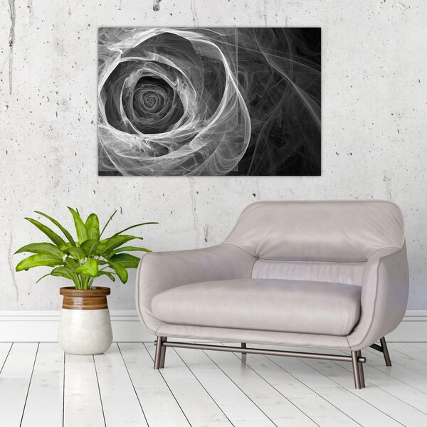 Tablou - Abstract trandafir negru și alb (90x60 cm)