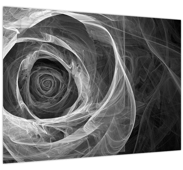 Tablou - Abstract trandafir negru și alb (70x50 cm)