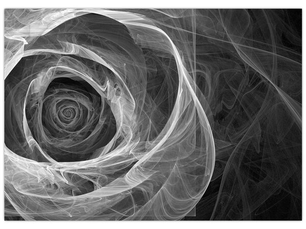 Tablou - Abstract trandafir negru și alb (70x50 cm)