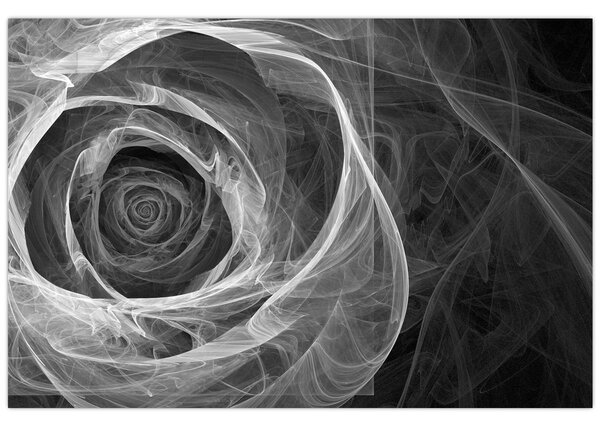 Tablou - Abstract trandafir negru și alb (90x60 cm)