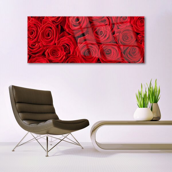 Tablou pe sticla Trandafiri Floral Red