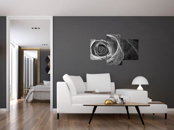 Tablou - Abstract trandafir negru și alb (90x60 cm)