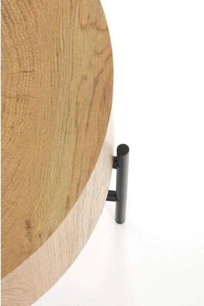 Masuta cafea BROOKLYN S, stejar natural/negru, 45x45x45 cm