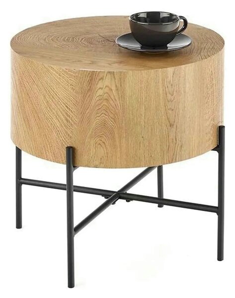 Masuta cafea BROOKLYN S, stejar natural/negru, 45x45x45 cm