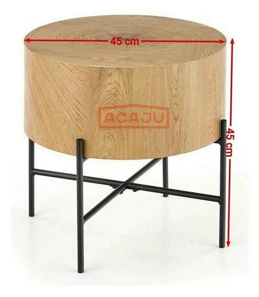 Masuta cafea BROOKLYN S, stejar natural/negru, 45x45x45 cm