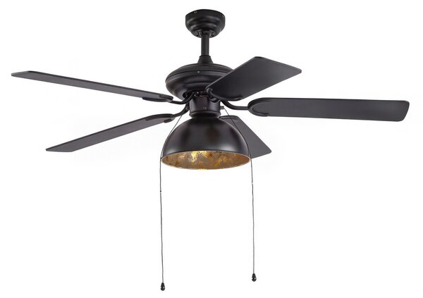 Ventilator de tavan Lucande cu lumină Shamoian, silențios, Ø 130 cm Lucande, Shamoian, Negru, Camera de zi, Metal, Vintage