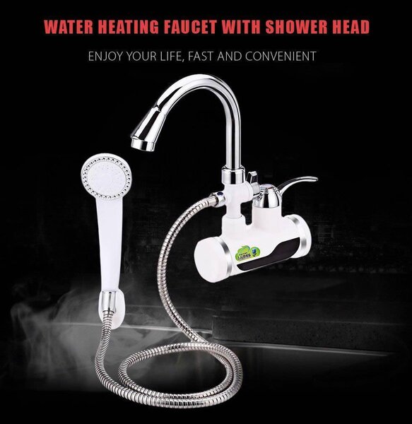 Robinet electric instant apa calda cu furtun - montare pe perete