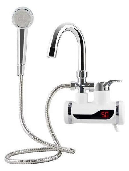 Robinet electric instant apa calda cu furtun - montare pe perete