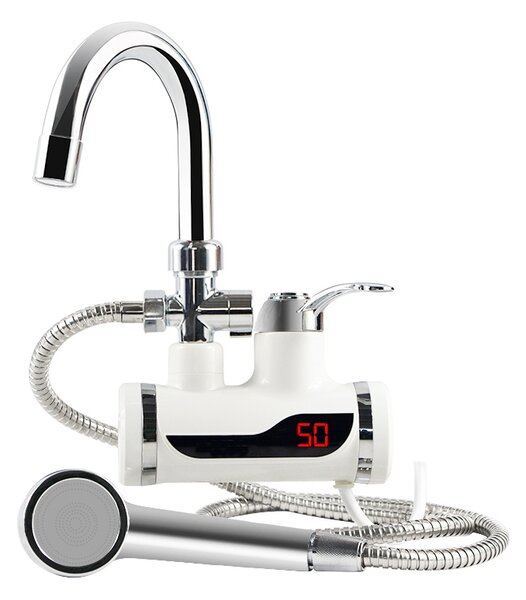 Robinet electric instant apa calda cu furtun - montare pe perete