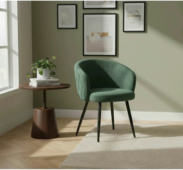 Scaun K430, verde/negru, stofa catifelata/metal, 61x54x77 cm