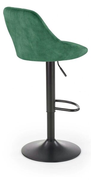 Scaun de bar rotativ H101, verde inchis/negru, stofa catifelata/metal
