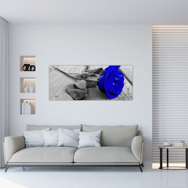 Tablou - Trandafir albastru (120x50 cm)