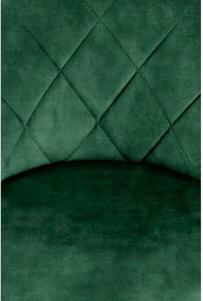 Scaun de bar rotativ H101, verde inchis/negru, stofa catifelata/metal