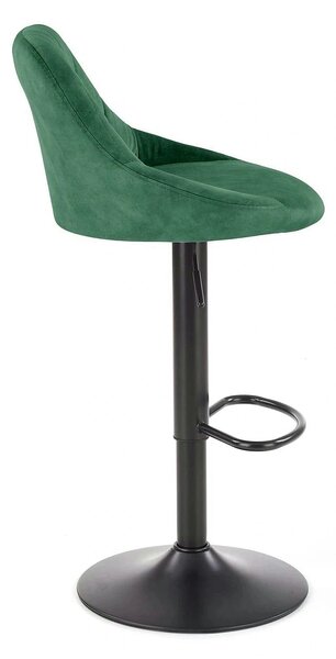 Scaun de bar rotativ H101, verde inchis/negru, stofa catifelata/metal