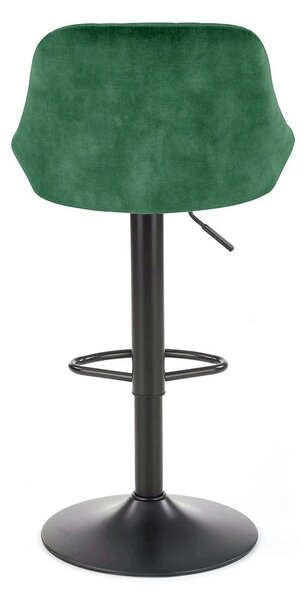 Scaun de bar rotativ H101, verde inchis/negru, stofa catifelata/metal