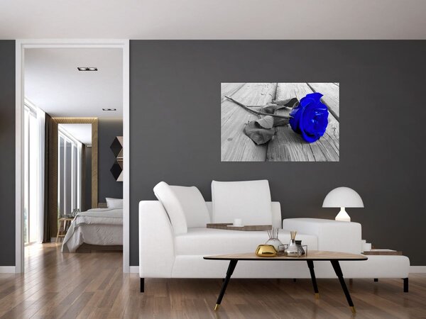 Tablou - Trandafir albastru (90x60 cm)