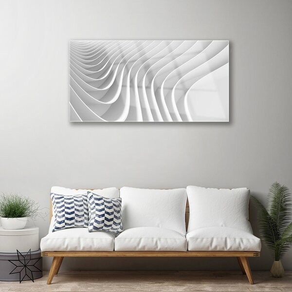 Tablou pe sticla Abstract Art White