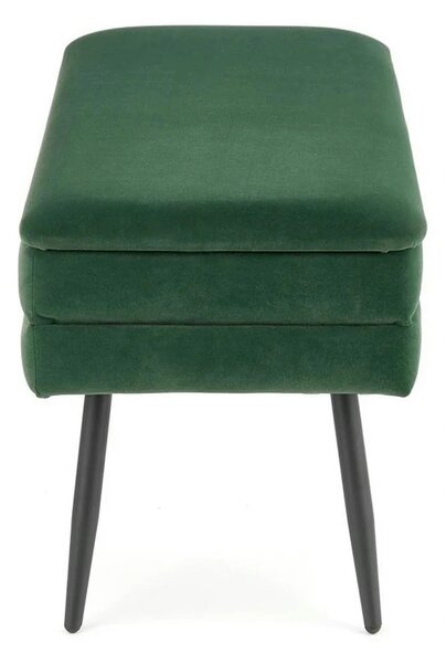 Bancheta hol tapitata VELVA, stofa catifelata verde inchis, 78x35x40 c