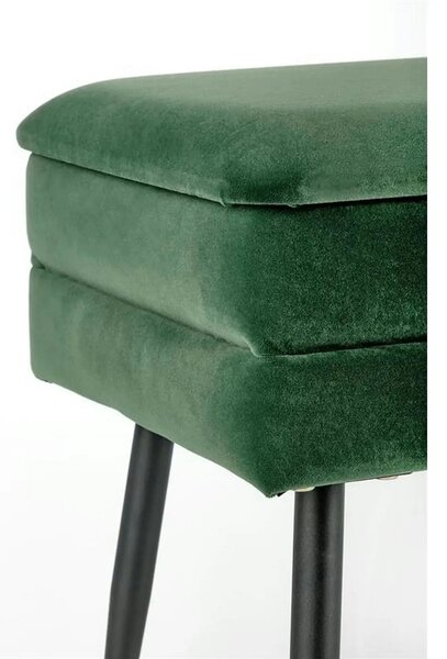 Bancheta hol tapitata VELVA, stofa catifelata verde inchis, 78x35x40 c