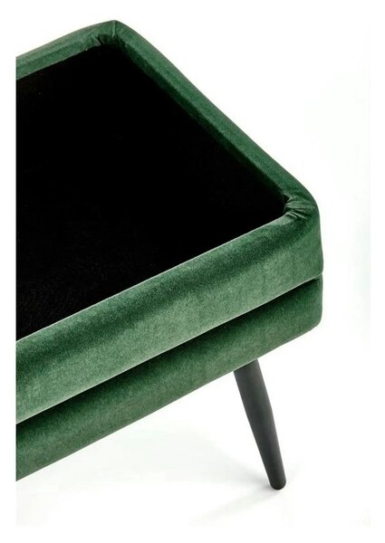 Bancheta hol tapitata VELVA, stofa catifelata verde inchis, 78x35x40 c