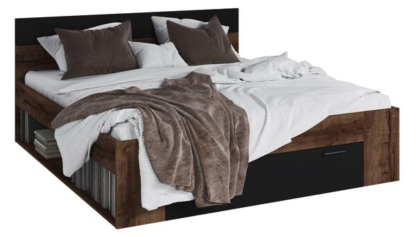 Pat matrimonial 180 cm Benson Typ 92 (stejar monastery + negru). Promo -20%. 602050