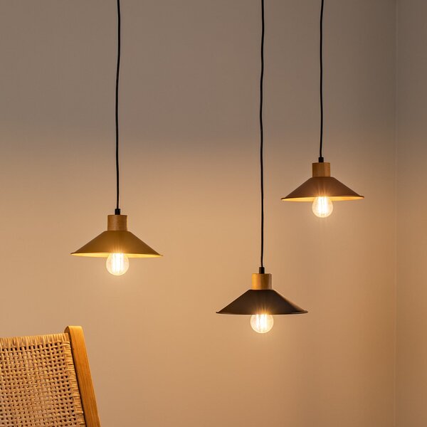 Opviq Lampă suspendată Manavgat N-554 3 becuri auriu/negru/copriu, reglabil, Multicolor, Camera de zi / sufragerie, Metal, Modern