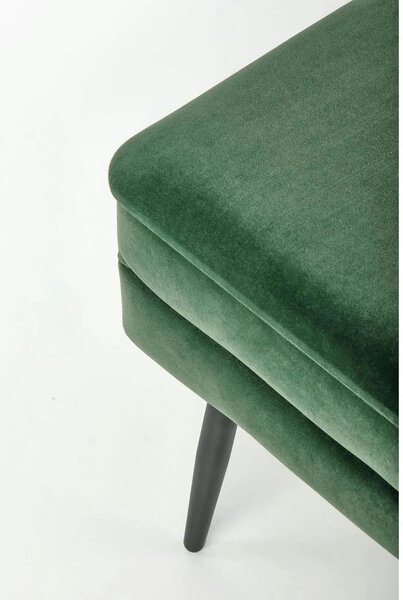 Bancheta hol tapitata VELVA, stofa catifelata verde inchis, 78x35x40 c