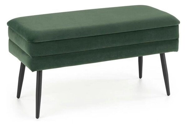 Bancheta hol tapitata VELVA, stofa catifelata verde inchis, 78x35x40 c